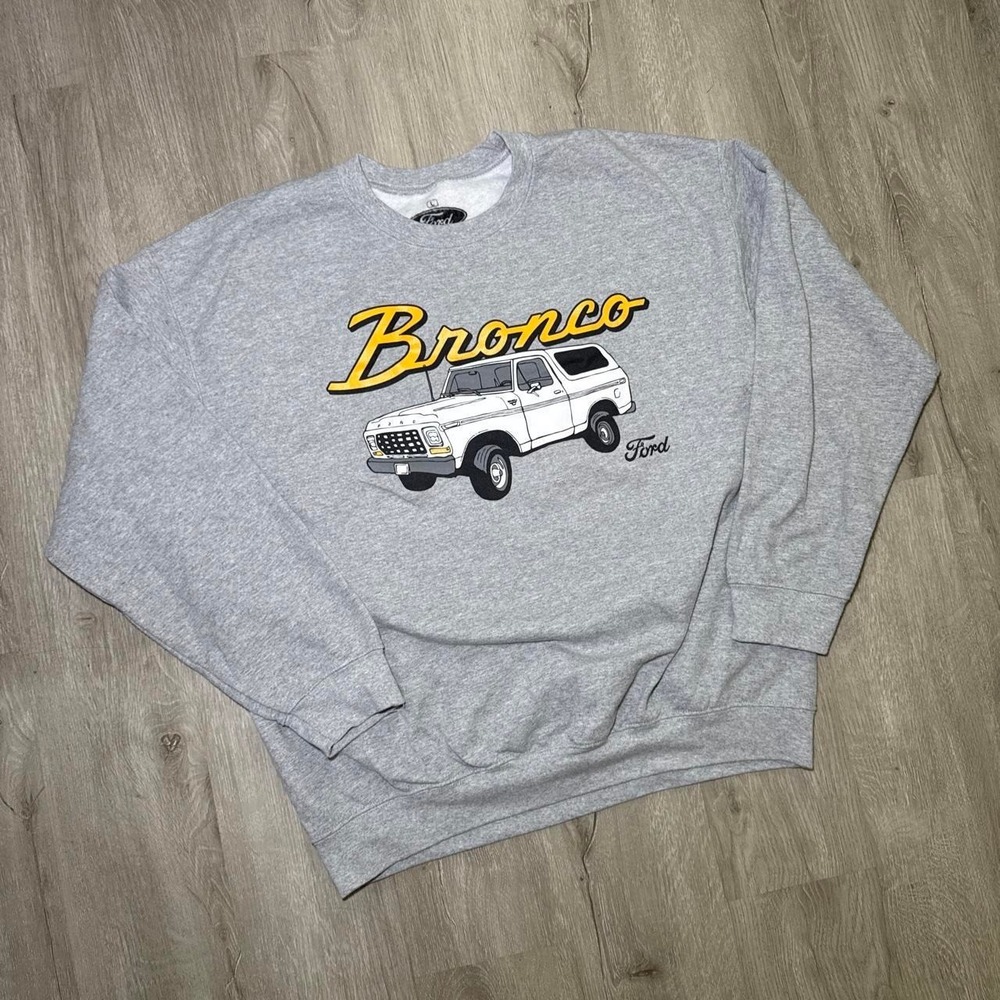 Gray Ford Bronco crewneck sweatshirt with white Ford Bronco graphic - Picture 1 of 3